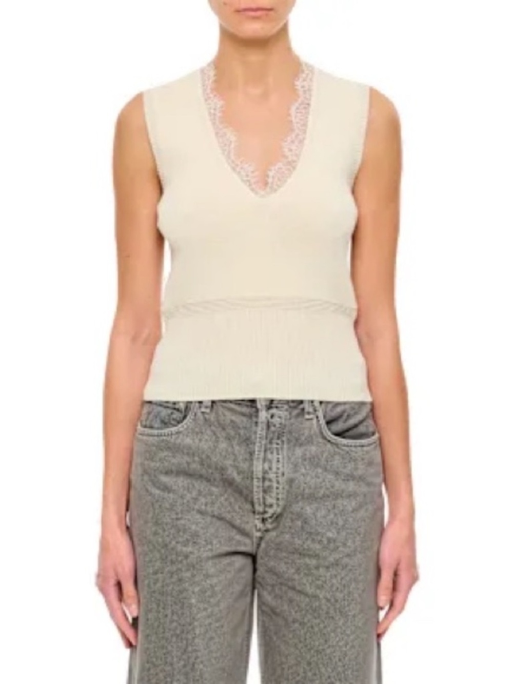 JW ANDERSON LACE TRIM V NECK SLEEVELESS KNIT